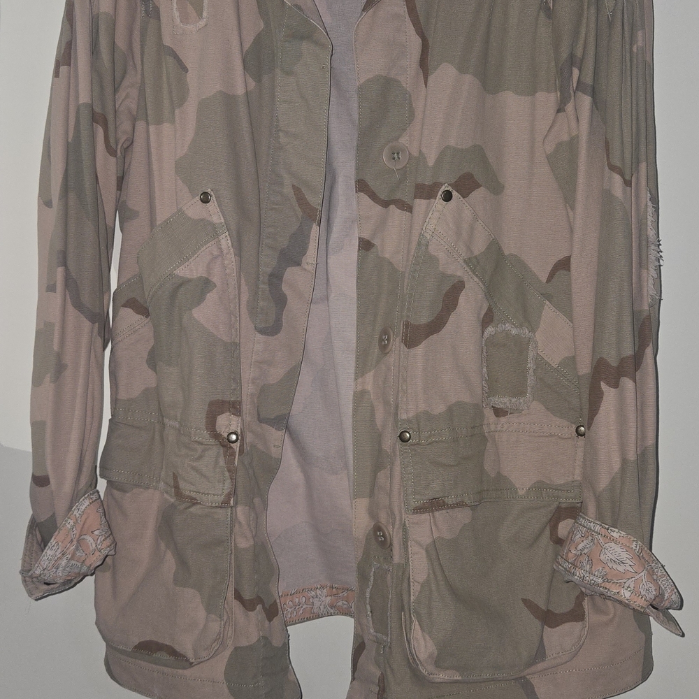 Anthropologie Pink and Cream Floral Jacket